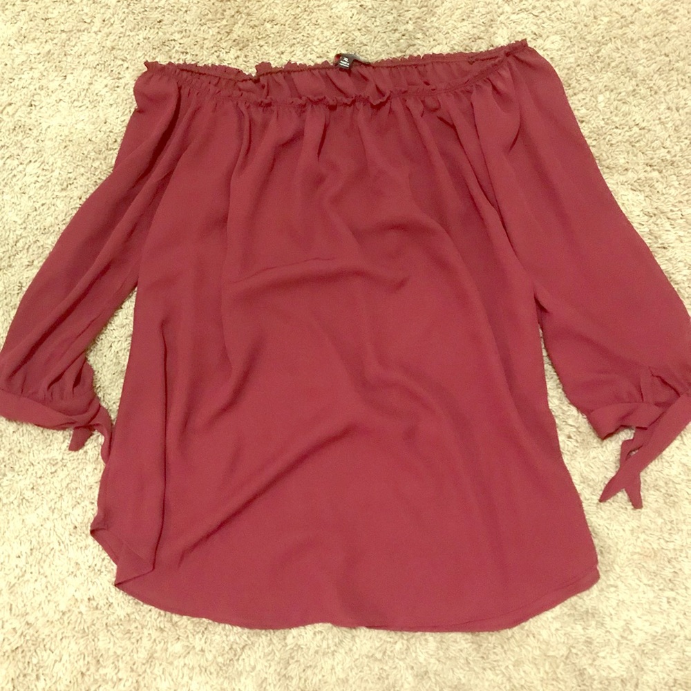 Off the shoulder maroon blouse